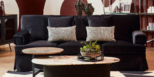 3 Seater Black Velvet Sofa | Ralph