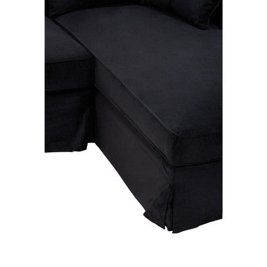 Ralph Three Seat Black Velvet Right Chaise Sofa