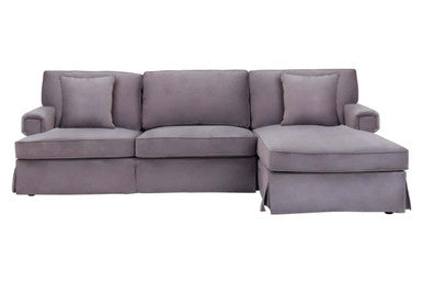 3 Seater Grey Velvet Right Chaise Sofa | Ralph
