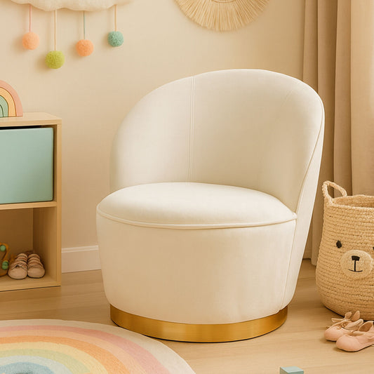 Kids Tamra Cream Velvet Gold Base Chair
