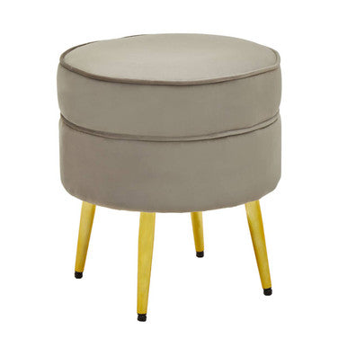 Tamra Mink Velvet Footstool with Gold Finish Legs