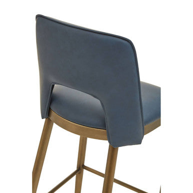 Blue Leather Effect Bar Chair | Gilden