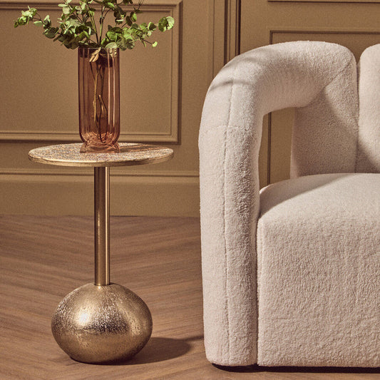 Inventivo Mosaic Top Gold Finish Side Table