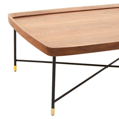 Doha Natural Wooden Effect Coffee Table with Black Finish Base