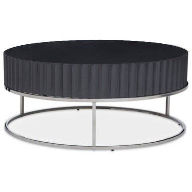 Grey Gloss Finish Wooden Coffee Table with Stainless Steel Base | Genoa