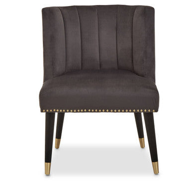 Doucet Grey Velvet Dining Chair with Black Wooden Legs