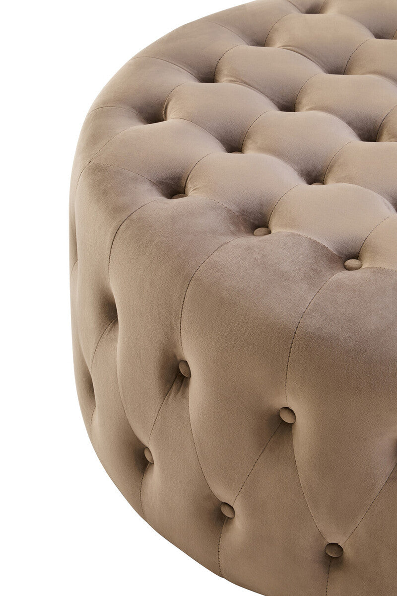 Haley Mink Velvet Round Tufted Footstool