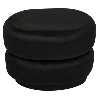 Hartford Black Velvet Oval Pouffe