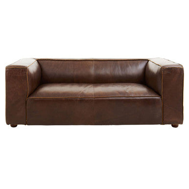 2 Seater Antique Brown Leather Sofa | King
