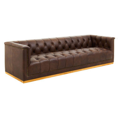 King Three Seater Modern Chesterfield Dark Brown Leather Sofa
