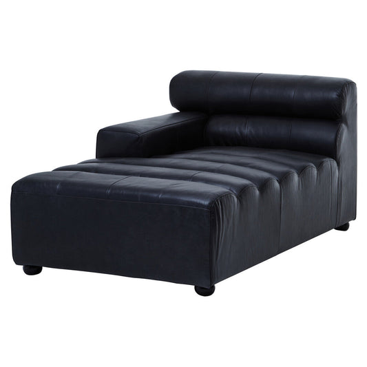Antique Black Left Arm Leather Modular Chaise Sofa | King