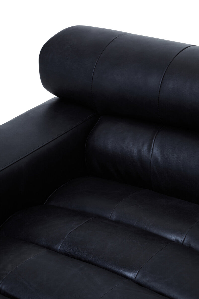 King Antique Black Left Arm Leather Modular Chaise Sofa