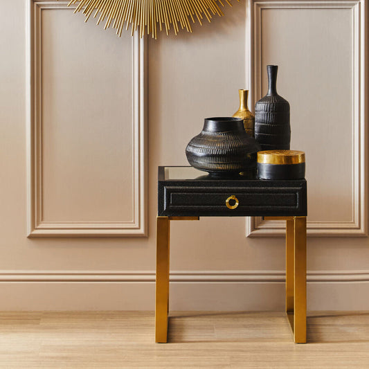 Cardoba 1 Drawer Faux Shagreen Side Table