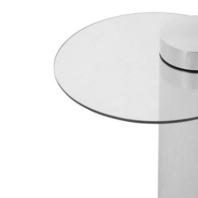 Oria Clear Glass Silver Base Side Table