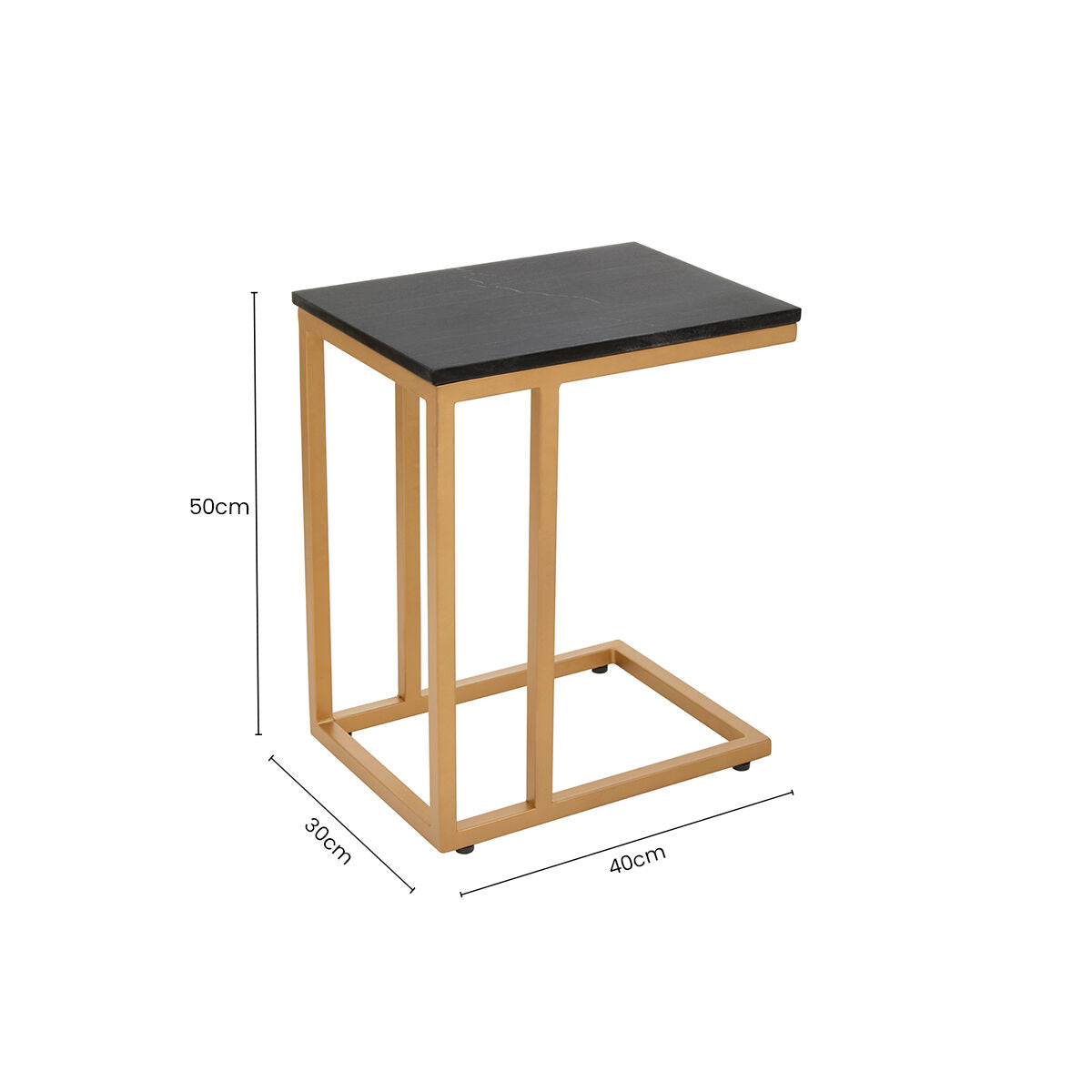 Varana Black Marble Top Side Table With Gold Finish Frame
