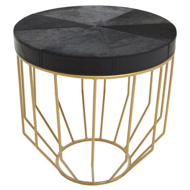 Kensington Townhouse Hair on Leather Round Side Table