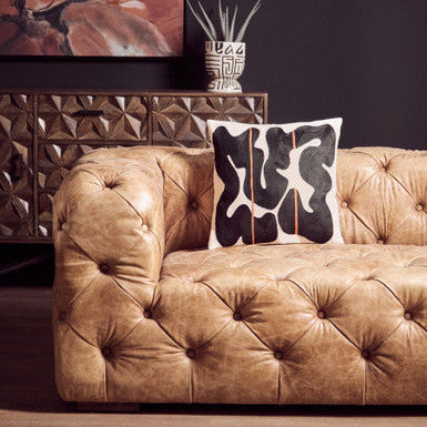 3 Seater Brown Leather Modern Chesterfield Sofa | Hoxton