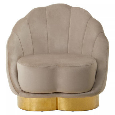 Biarritz Mink Velvet Chair with Gold Finish Base