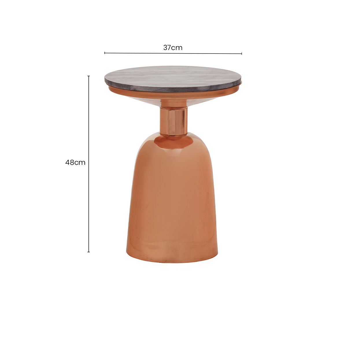 Amira Black Marble Top Copper Base Side Table