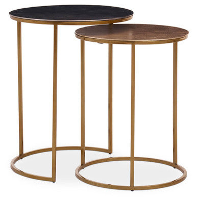 Amira Gold and Zinc Metal Nest of 2 Tables with Space Saving Design