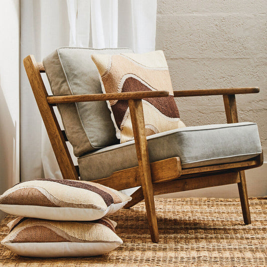 Hector Natural Linen and Oak Wood Armchair