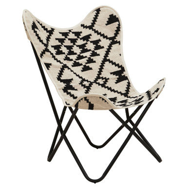 Cefena Black and White Butterfly Chair