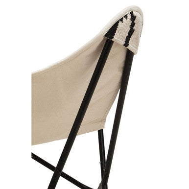 Cefena Black and White Kilim Design Butterfly Chair