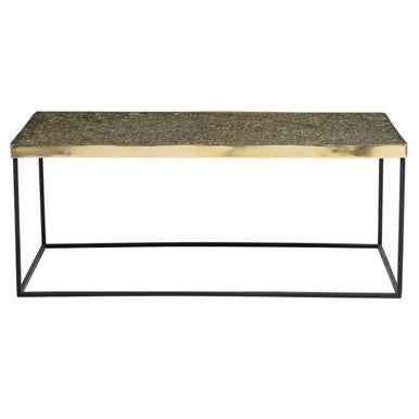 Akola Gold Metal and Glass Coffee Table with Black Legs
