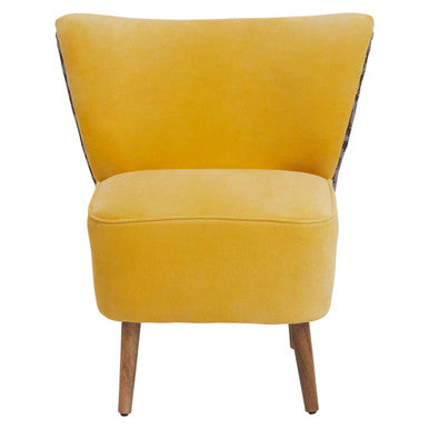 Cefena Yellow Fabric Chair with Printed Back