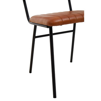 Buffalo Tan Leather Dining Chair with Rattan Back
