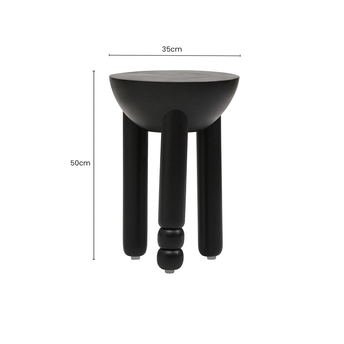 Walsa Black Finish Mango Wood Column Detail Round Side Table