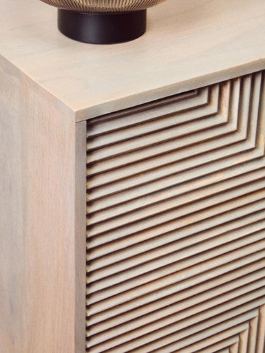 Satna Two Door Greywash Carved Mango Wood Sideboard