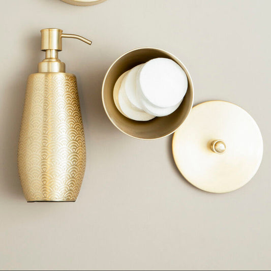 Allegra Aluminium Gold Finish 300ml Bathroom Jar