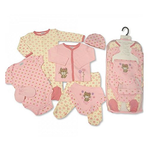 Baby Gift Set For Boy Or Girl - 7 Piece Layette In A Mesh Bag -- Purrfect Me, 3-6 Months