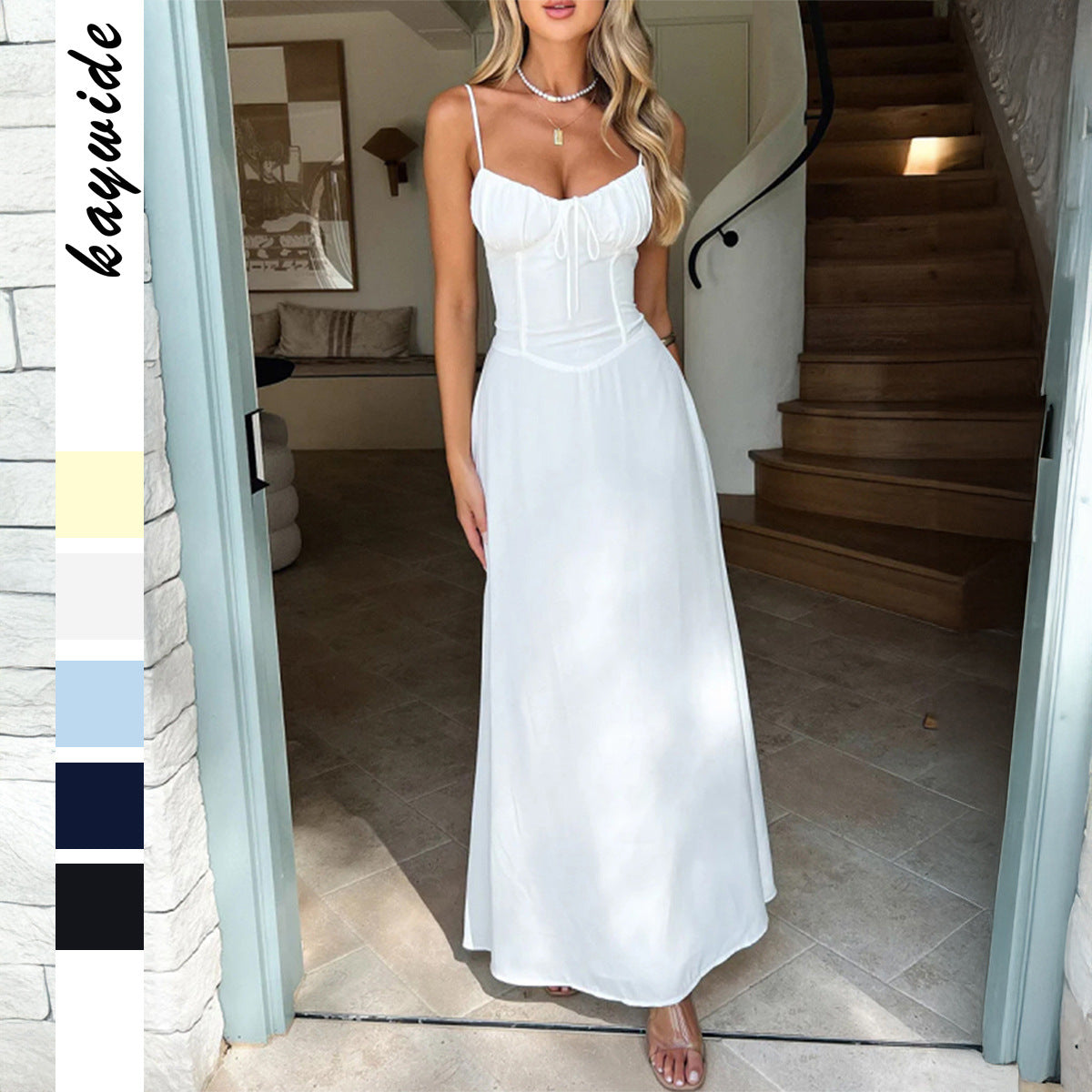 Strap waistband A-line dress