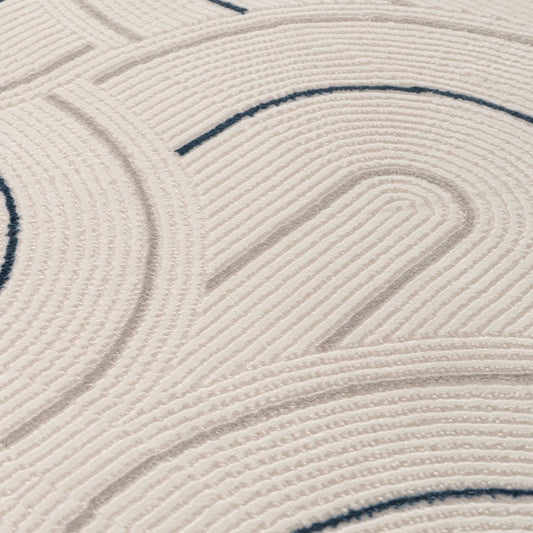 Carmel Cream-Blue Geometric Rug | 6070
