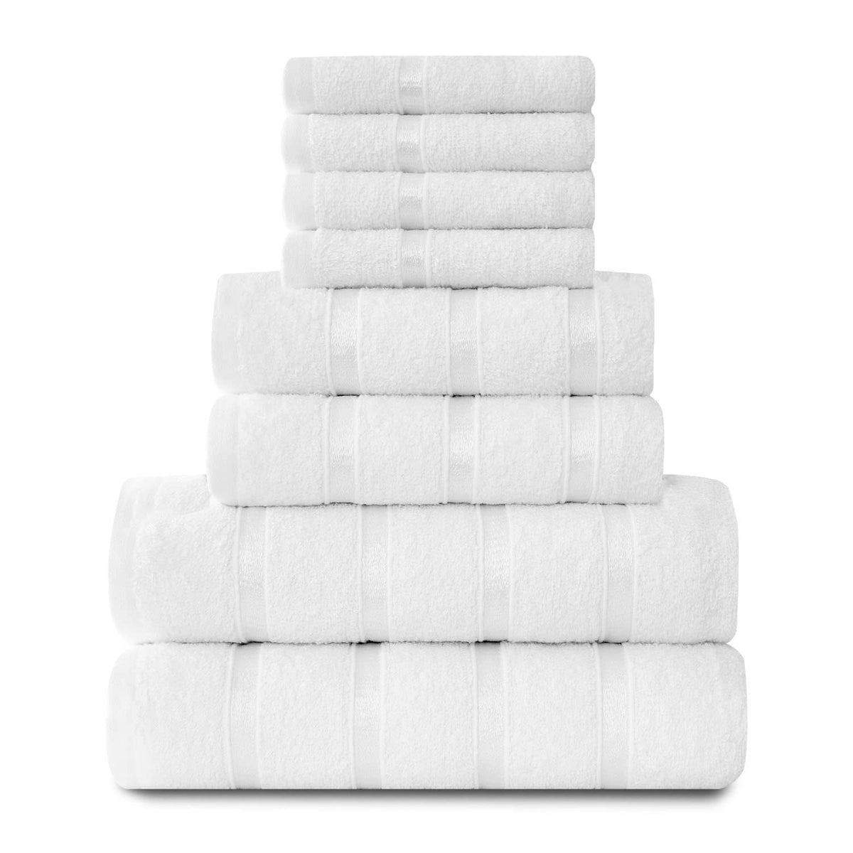 Gaveno Cavailia Luxurious 8 Pack Boston Towel Bale Set 4 Face, 2 hand and 2 Bath , Cotton, White