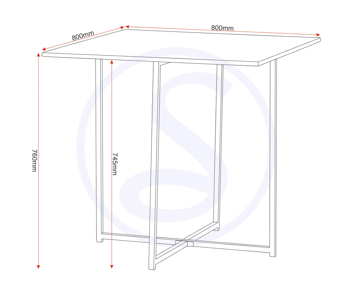 Seconique Stowaway Dining Set, Engineered Wood, Stone Effect/Black, W 800mm x D 800mm x H 760mm