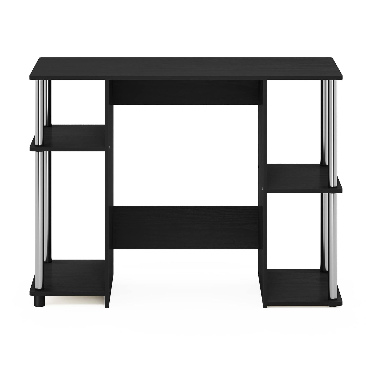 Furinno Computer Study Desk, Engineered Wood, Americano/Stainless Steel, 39.5 (D) x 97.51 (W) x 72.59 (H) cm