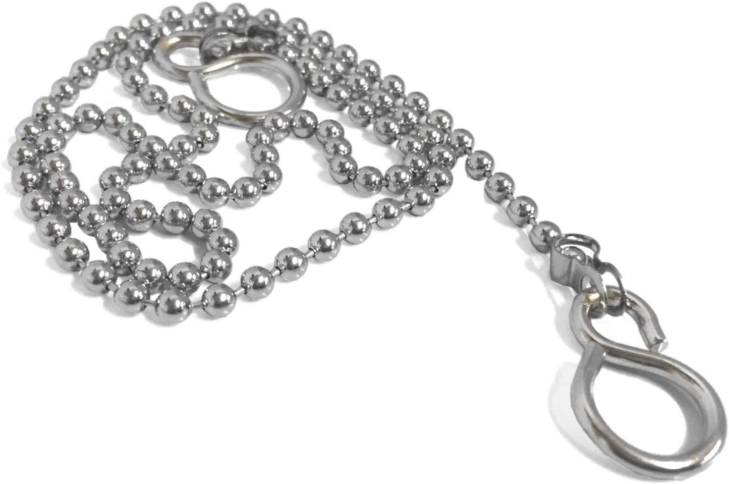 Chrome Sink Plug with Chain for Kitchen or Bath - 45mm (1.3/4 Inch) with Ball Type and S Hook Shaped Chain Made of Stainless Steel 450mm (18 Inch)