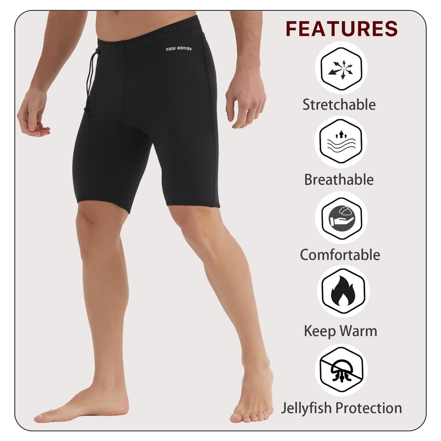 Lemorecn Wetsuits Pants Shorts 3mm Neoprene Canoeing Swimming Pants(UK1035-3XL)