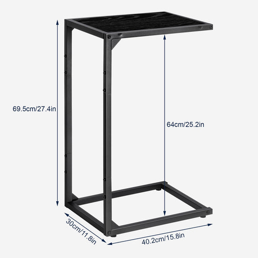 Set of 2 Side Table, Sofa End Table, Small Coffee Tea Table for Living Room, Bedroom, Narrow, Wood Look Accent Bedside Table with Metal Frame(40 * 30