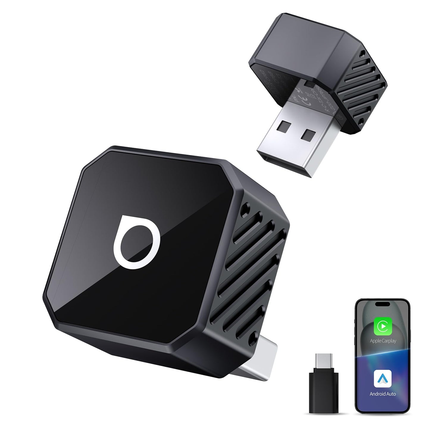 OTTOCAST MINI POT 2026 New Version Wireless CarPlay & Android Auto Adapter 2-in-1, Convert Wired CarPlay/Android Auto to Wireless, 5s Quick