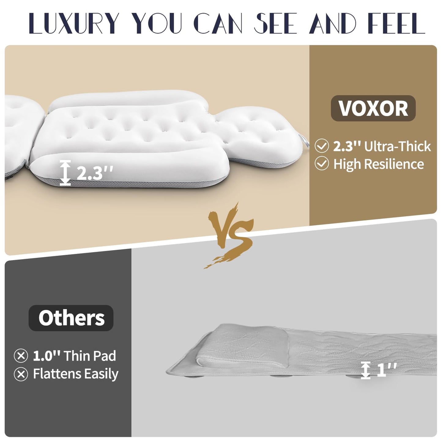 Full Body Bath Pillow for Bathtub, Thick Bathtub Cushion, Luxury Tub Pillow for Bath for Headrest Neck and Back Support White 130 X 41CM