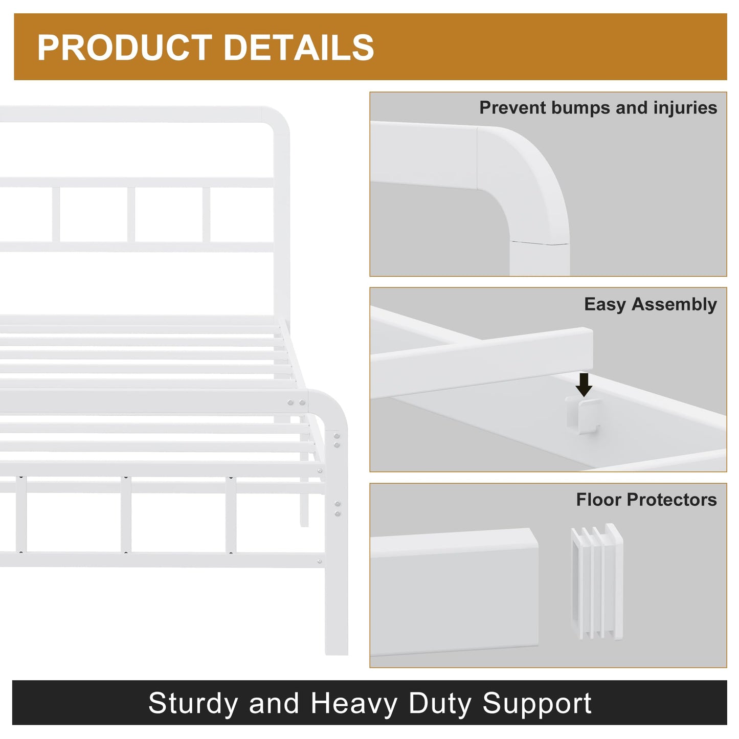Yicensen King Size Bed Frame with Headboard and Footboard