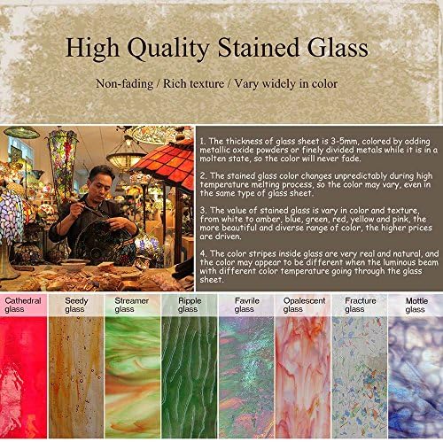 Bieye L30734 Tiffany Style Stained Glass Flower Petal Table Lamp with Brass Base for Home Décor (Clear, 8" Cherry Blossom)