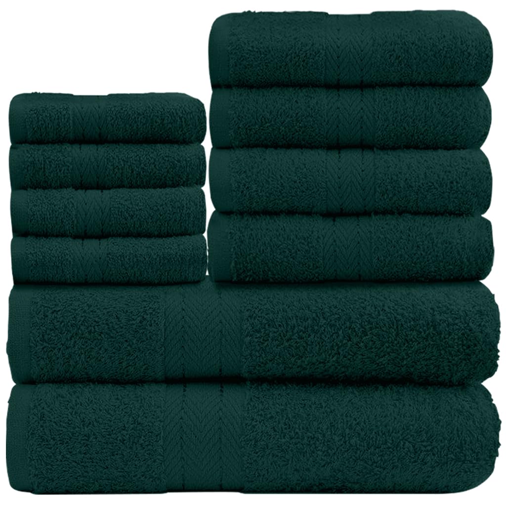 GC GAVENO CAVAILIA 10 Piece Towel Bale Set | Quick Drying Cotton Towel Highly Absorbent 450 GSM Dark Green Towels Set | Bathroom Towels Bale Set 4x