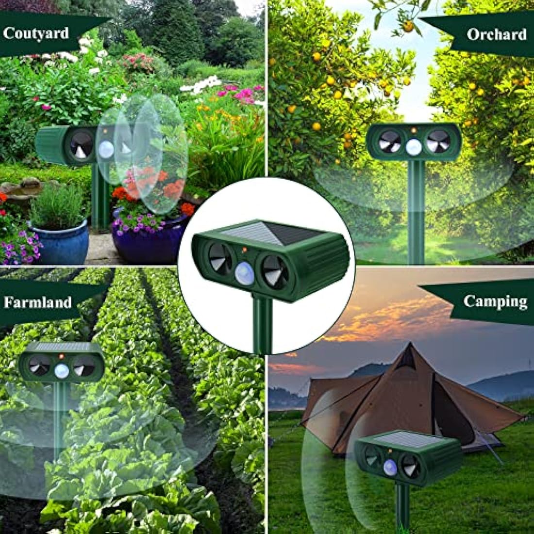 AKOFIC Cat Repellent Cat Scarer, Ultrasonic Solar Powered Waterproof Animal Repeller with Motion Sensor Flashing Light, Pest Deterrent Outdoor for Garden Yard Farm Cats Dogs Fox Birds Rat Wild Animals