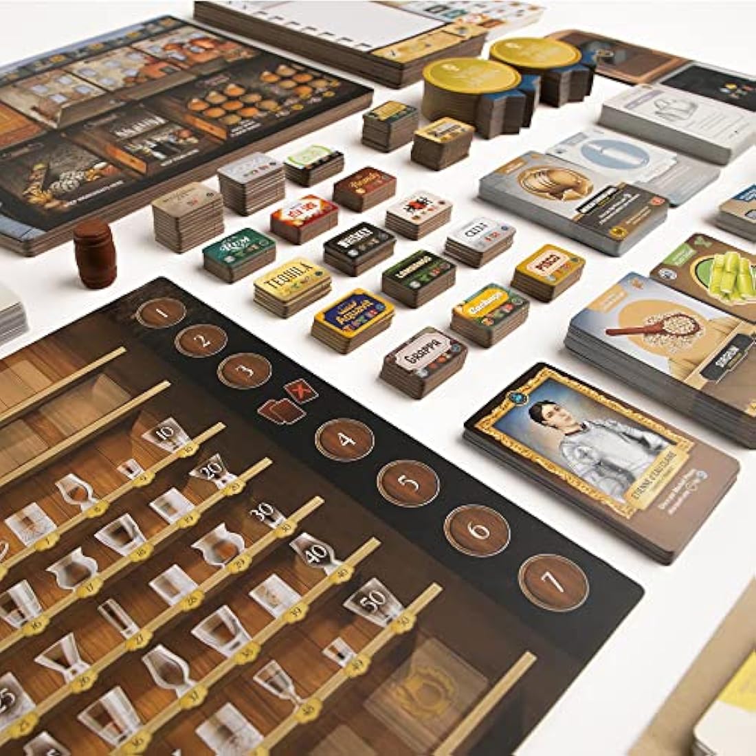 A Spirited Strategy Game, Highly-Thematic Euro Game, Strive for The Title of Master Distiller, 1 to 5 Players, Ages 14 and up