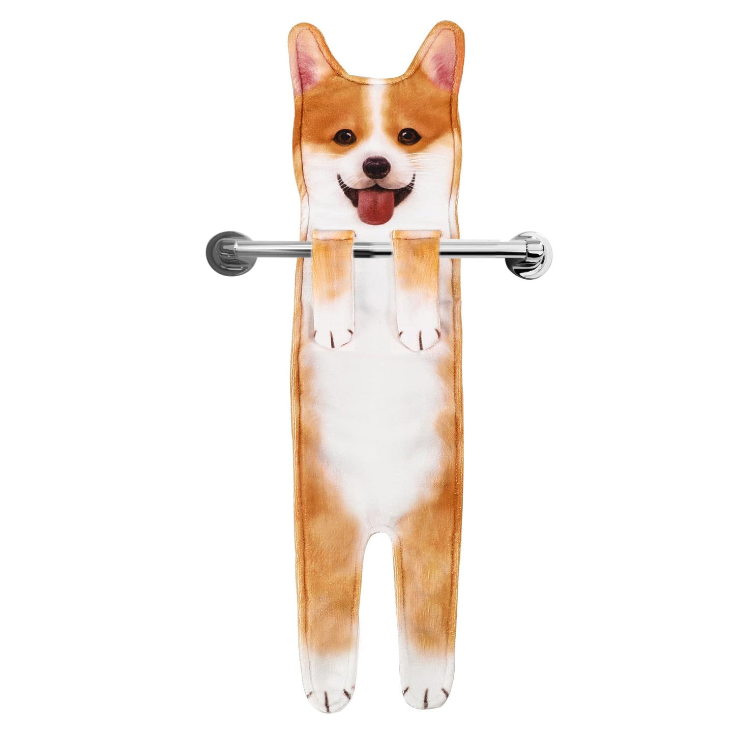 Corgi Dog Funny Hand Towels for Bathroom Kitchen-Cute Decor Dog Dad Mum Women Fathers Mothers Day Valentine Gifts Decorative Hanging Washcloths Face